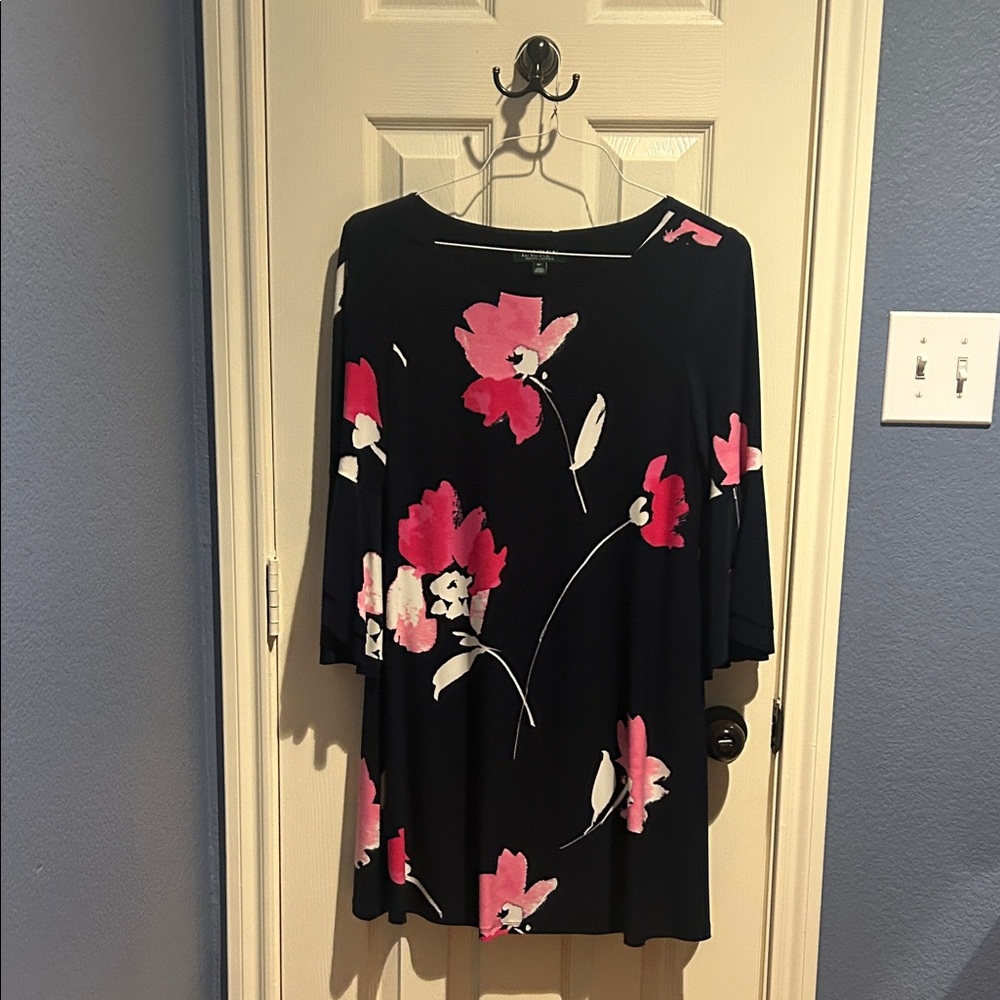 Ralph Lauren Black Floral Tunic Top